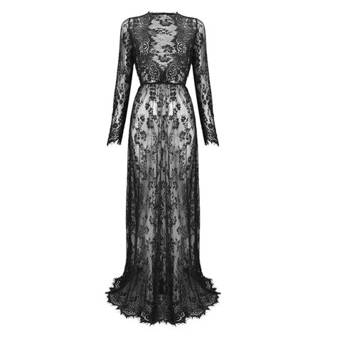 Summer Photography Lace Dress Women Long Maxi Blackandwhite Lace Dress Gown Photography Prop See