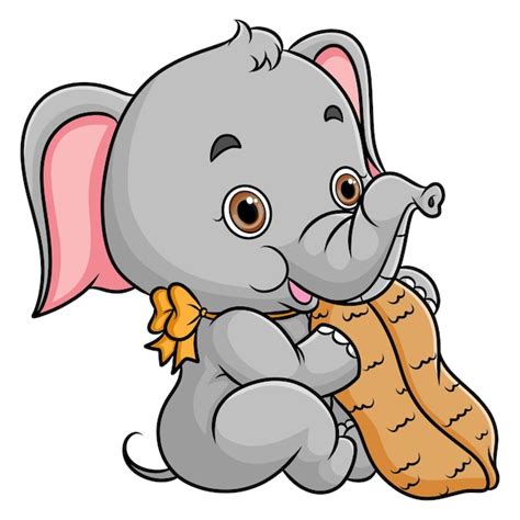 Premium Vector The Little Elephant Is Eating Big Peanut Of Illustration