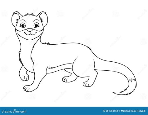 Weasel Cartoon Animal Illustration Bw Stock Illustration Illustration