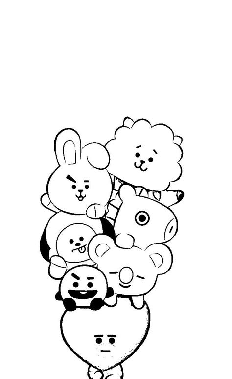 Bts Bt21 Coloring Pages Bts Fanart Bt21 Cake Chimmy And Jimin Chibi