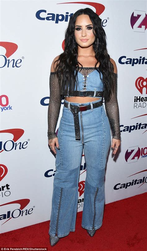 Demi Lovato Flashes Torso In Double Denim At Jingle Ball Daily Mail Online