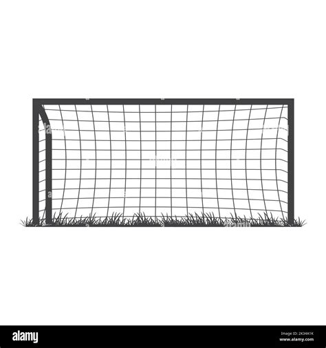 Football Goal With Grass Icon Silhouette Soccer Goal Sport Equipment
