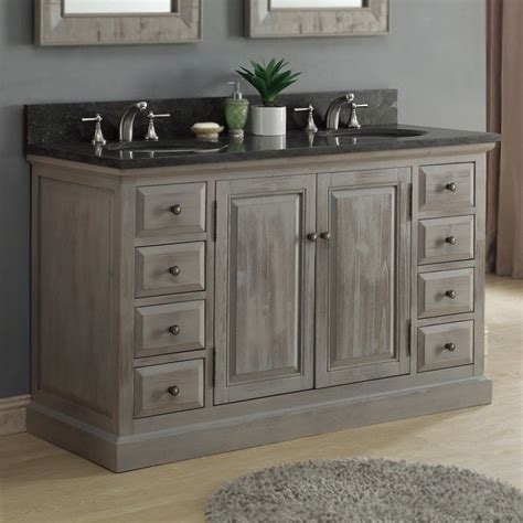 Infurniture Rustic 60 Inch Dark Limestone Double Sink Bathroom Vanity With Images Double