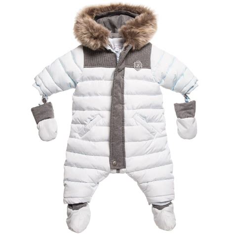 Baby Boys Pale Blue Snowsuit With Fur Boy Outfits Baby Boy Outfits