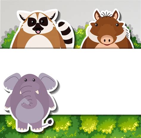 Premium Vector Banner Template With Cute Animals