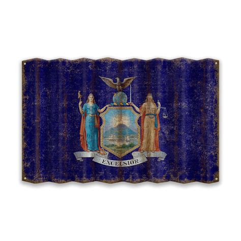 New York Corrugated State Flag Old Wood Signs