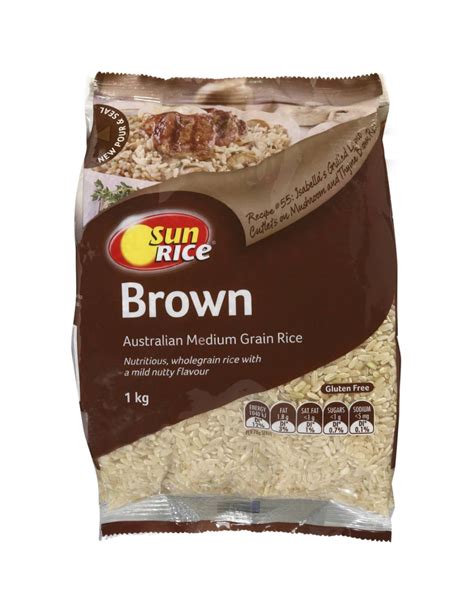 Sunrice Brown Rice Calrose Medium Grain 1kg Allys Basket Direc