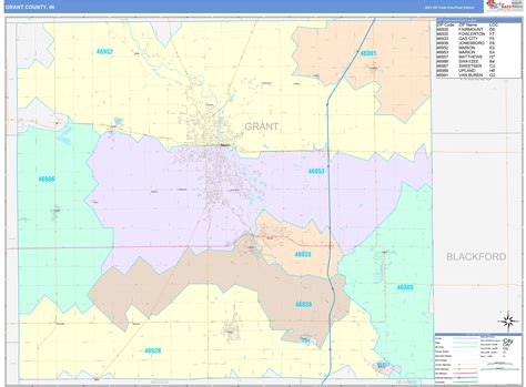Grant County In Wall Map Color Cast Style By Marketmaps