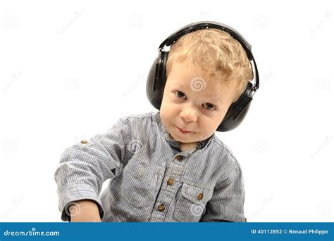 Baby With Headphones Stock Photo Image Of Quiet Sitting 40112852