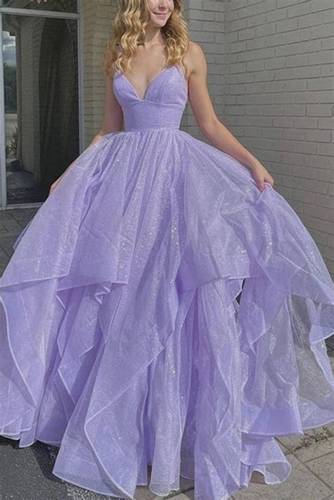 Shiny V Neck Purple Long Prom Dresses Purple Long Formal Evening Dress Dressestailor