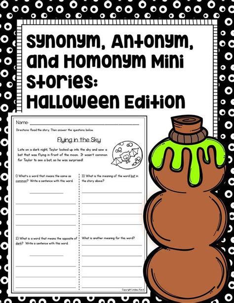 Synonym, Antonym, and Homonym Mini Stories: Halloween Edition | Antonym ...