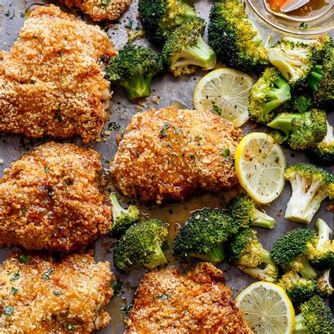 Oven Fried Chicken With Broccoli And Honey Garlic Sauce
