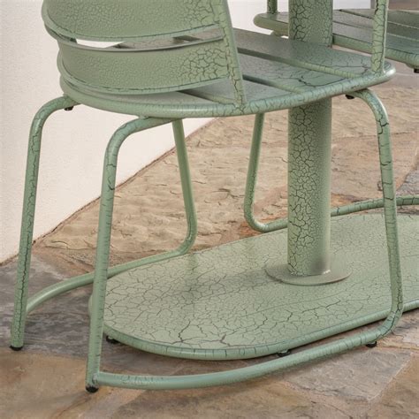 Porto Outdoor 3 Piece Crackle Finished Iron Bistro Set Gdfstudio