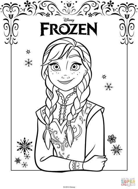Anna From The Frozen Movie Coloring Page Free Printable Coloring Pages