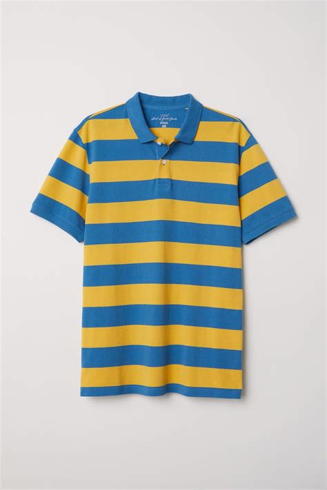 Striped Polo Shirt Yellowblue Striped Men Handm