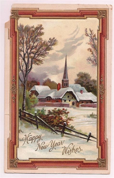 Items Similar To Snow Covered Church Old Fashioned Happy New Year
