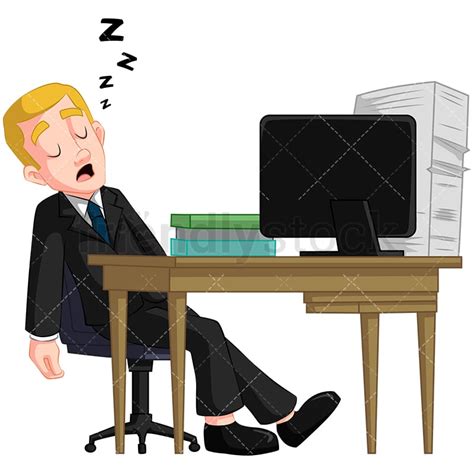 Businessman Sleeping At Work Cartoon Vector Clipart Friendlystock