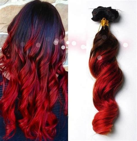 Clip In Virgin Human Hair Extensions 1b Natural Black Red