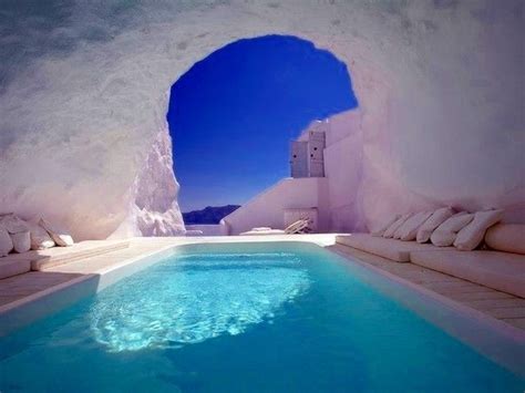Natural Pool Santorini Greece Wanderlust Pinterest