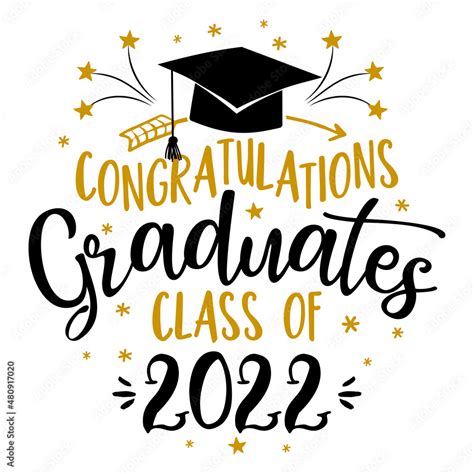 Naklejka Congratulations Graduates Class Of 2022 Typography Blck