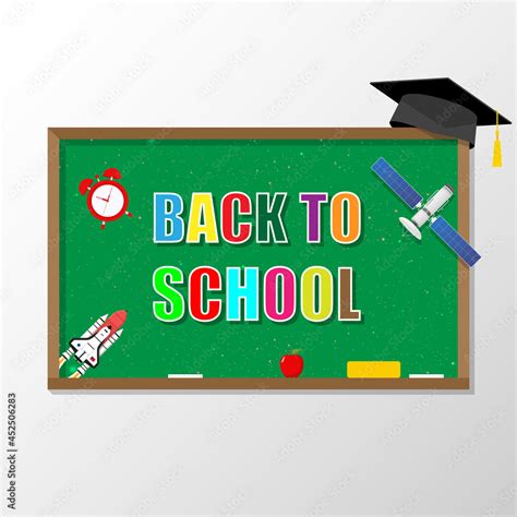 Welcome Back To School Blackboard With School Items And Elements