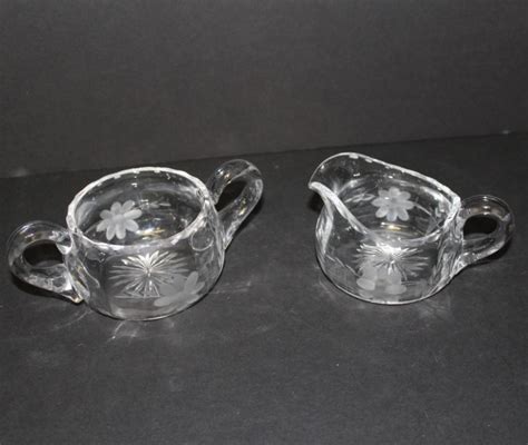 Bargain John S Antiques Cut And Etched Glass Creamer And Open Sugar Bargain John S Antiques