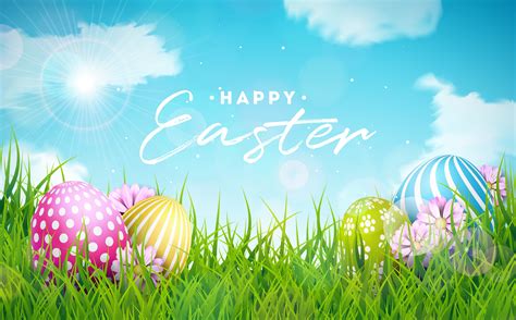 Happy Easter Holiday Illustration With Painted Egg And Flower On Nature