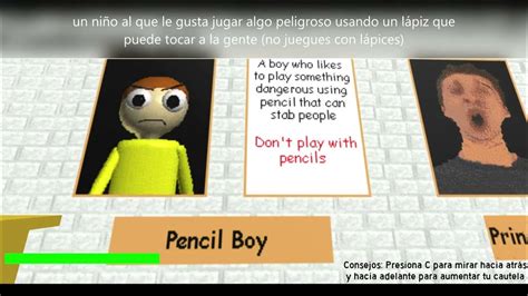 Descripción Del Niño Lápiz Pencil Boy Al Español De Baldi`s Fixed De
