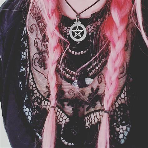 Pentacle Pink Hair Lace Witch Witch Fashion Witchy Fashion Pastel