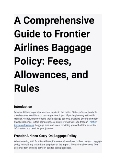 Ppt A Comprehensive Guide To Frontier Airlines Baggage Policy Fees