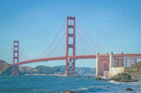 golden gate bridge from baker beach san francisco california united states of america stock