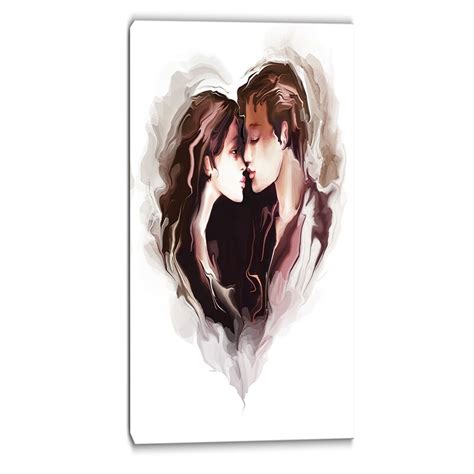 Designart Couple Of Lovers Kissing Romantic Graphic Art On Wrapped