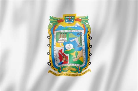 Bandeira Do Estado De Puebla Coleção De Banner Acenando Do México
