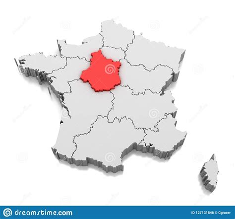 Map Of Centre Val De Loire Region France Stock Illustration