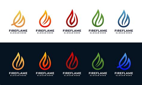 Fire And Flame Logo Design Template With Multi Colors Collection