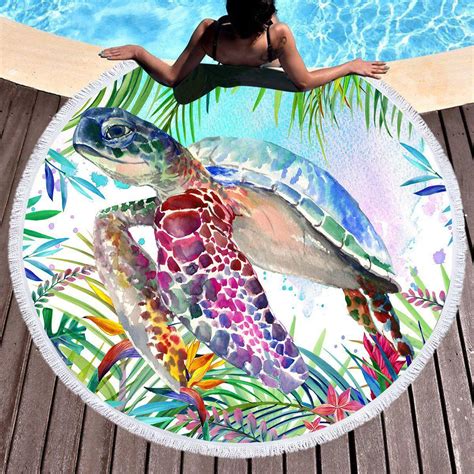 Two Sea Turtles Swimming Underwater Beach Bath Towels Shower Towel For