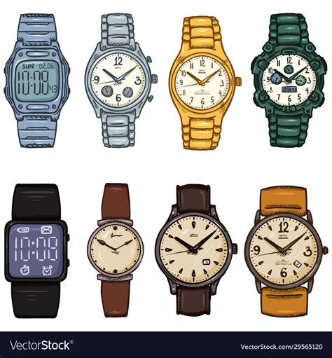 Set Cartoon Color Wrist Watches Royalty Free Vector Image
