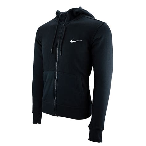 Nike Mens Club Swoosh Full Zip Fleece Hoodie Black L Ebay
