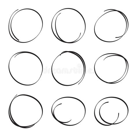 Set Hand Drawn Ovals Stock Vector Illustration Of Circular 82672944