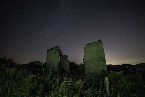 Night Stars In The Sky Above Ruins House Image Free Stock Photo