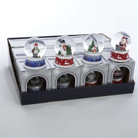 Club Pack Of 12 Christmas Musical Miniature Snow Globes 60mm
