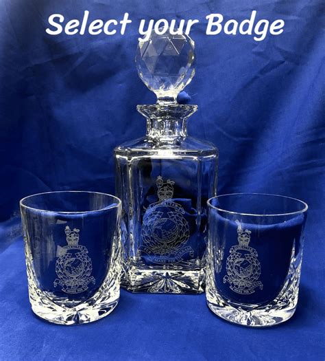 Uk Military Engraved Whisky Glass Tumbler With Army Regiment Cap Badges Royal Navy And Raf Crests