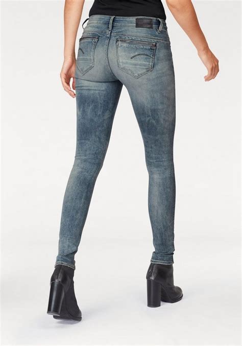 G Star Raw Skinny Fit Jeans Midge Zip Mit Reißverschluss Taschen