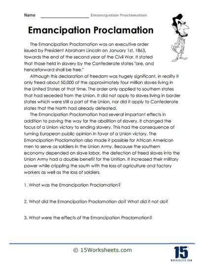 Emancipation Proclamation Worksheets 15