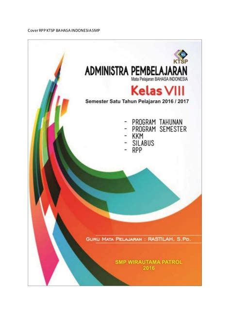 Cover Rpp Ktsp Bahasa Indonesia Kelas 8