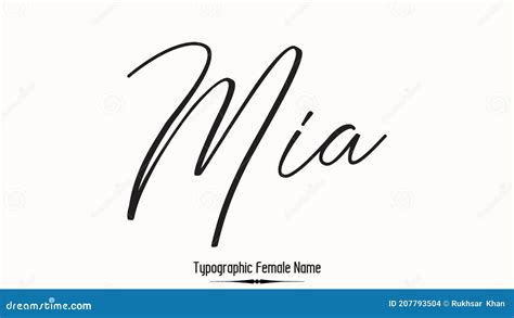 Nombre De Mujer Mia Typescript Manuscrito Letras Caligrafía Texto
