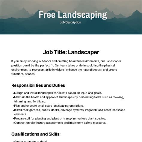 Landscaping Job Description Template Edit Online And Download Example