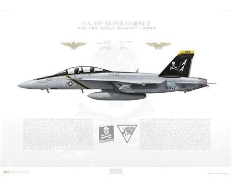 Aircraft Profile Print Of Fa 18f Super Hornet Vfa 103 Jolly Rogers