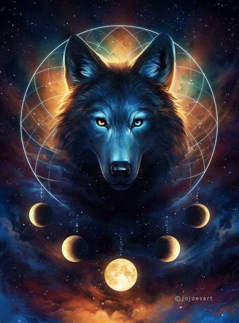 Dream Catcher Signed Art Print Fantasy Wolf Moon Etsy Ireland Wolf