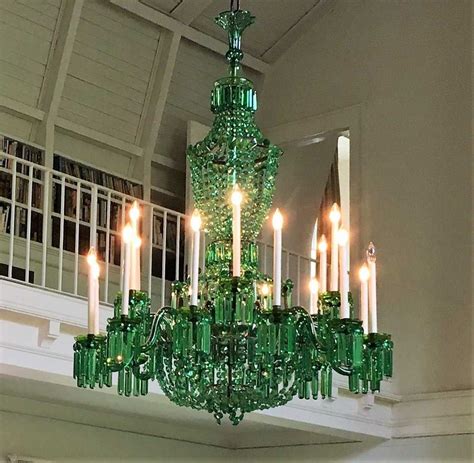 Immense Nesle Emerald Green Glass 18 Light Chandelier
